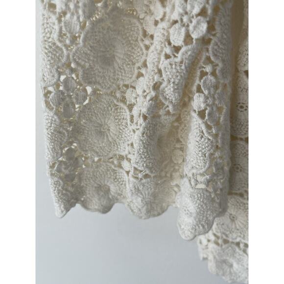 Talbots Lace Eyelet Crochet Top Size 16 Beige Lined Coquette Cottagecore Career - Picture 4 of 13